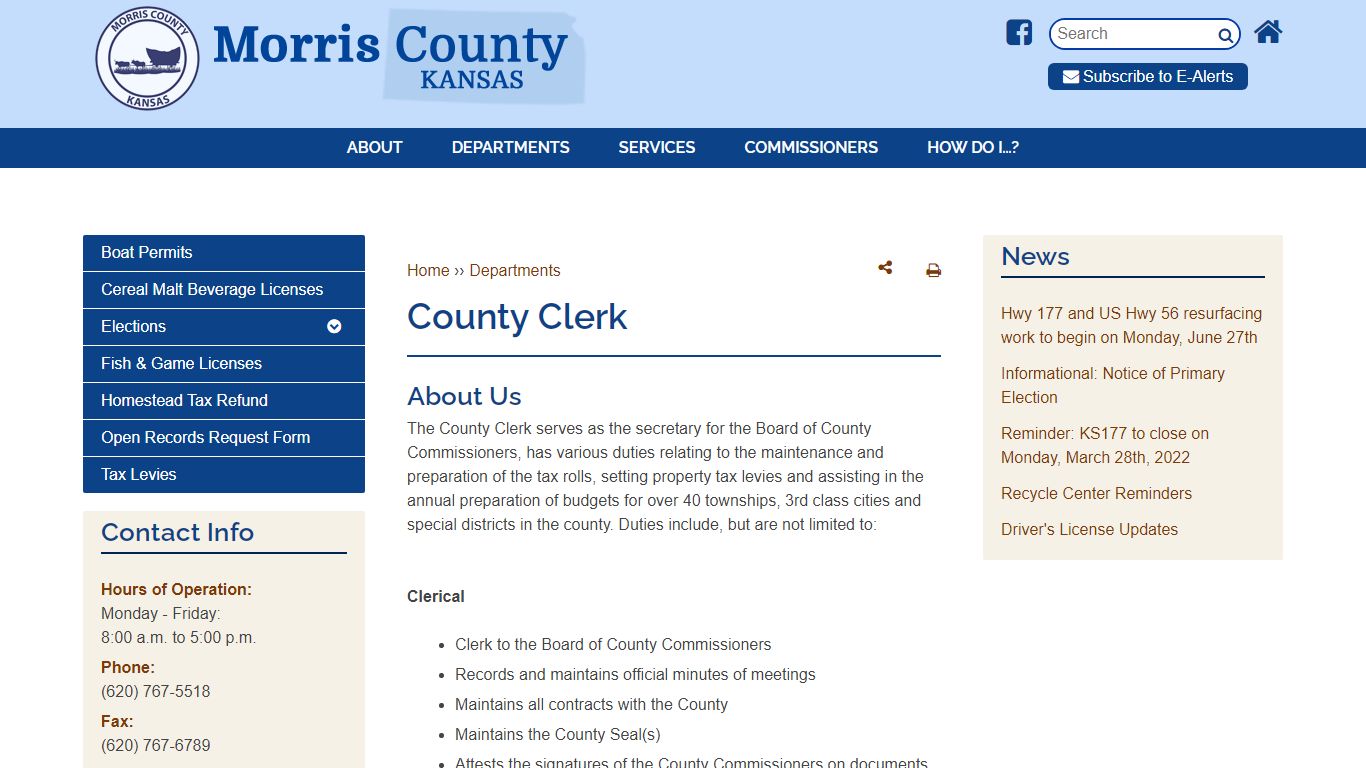 County Clerk | Morris County, KS